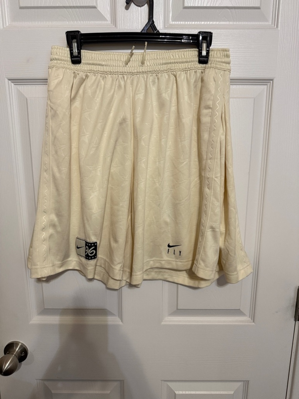 Nike Cream/Off-White Athletic Shorts with Subtle Pattern